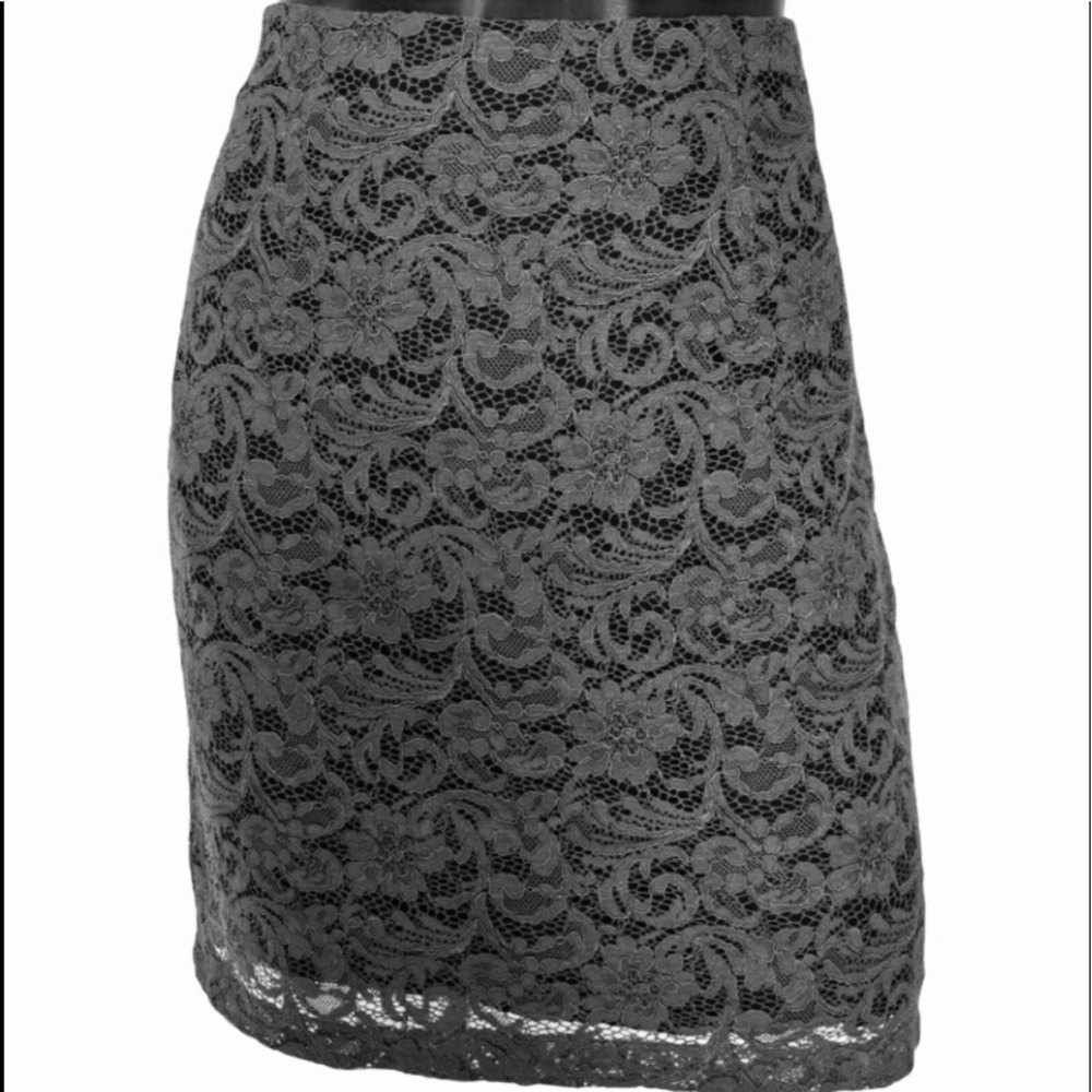 BARNEYS NEW YORK COOP grey lace skirt - Picture 3 of 5